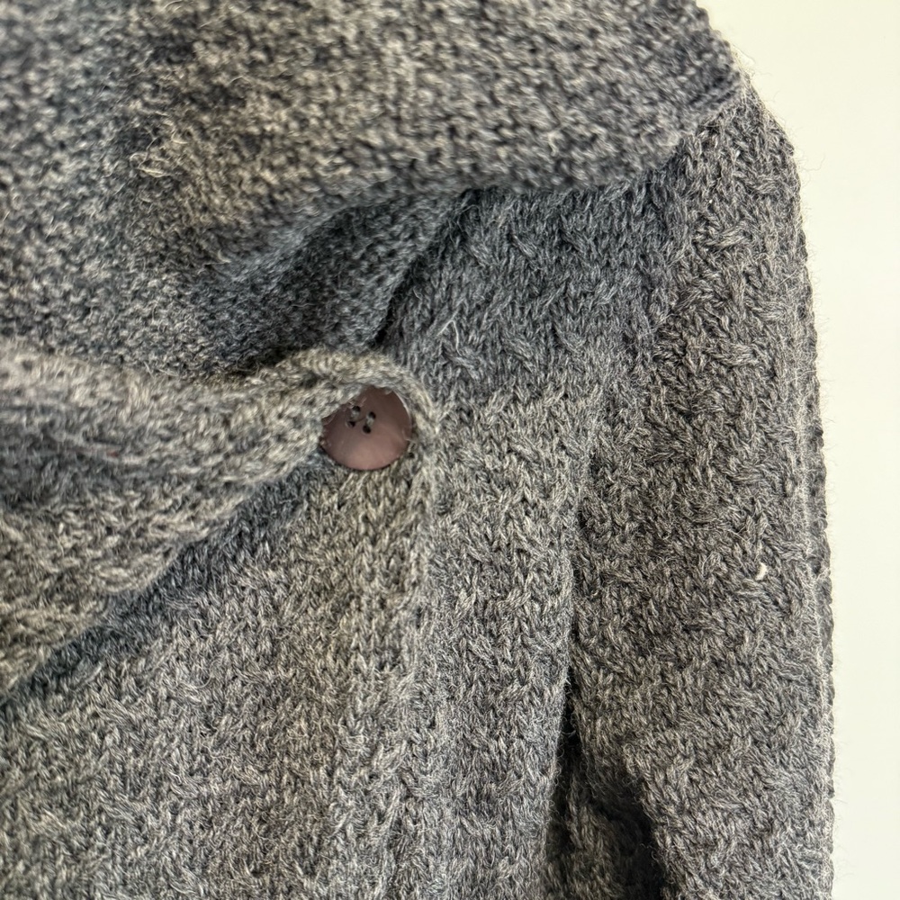 ARAN Sweater Market Ireland Wool Wrap Coat Textured Women’s Small Gray Graphite - Picture 4 of 10